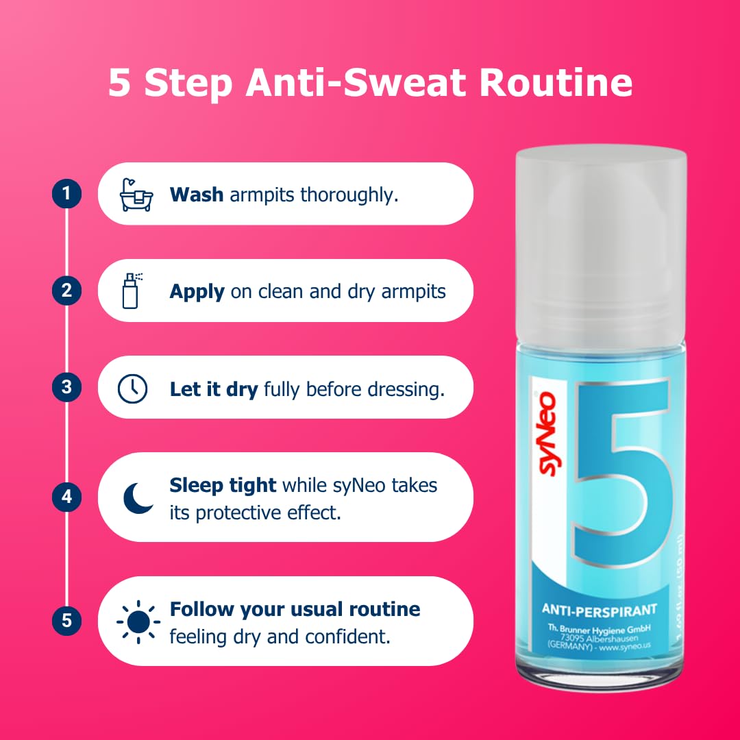 5 Antiperspirant Roll-On - Strong Formula, No Scent, Long-Lasting, Heavy Sweat & Odor Protection, 1 pack 1.69 fl. oz. Beauty and Personal Care syNeo