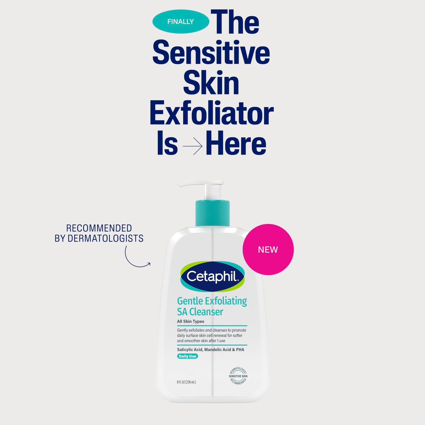 Cetaphil SA Gentle Exfoliating Face Wash, Salicylic Acid Cleanser, 8 fl oz Beauty and Personal Care Cetaphil
