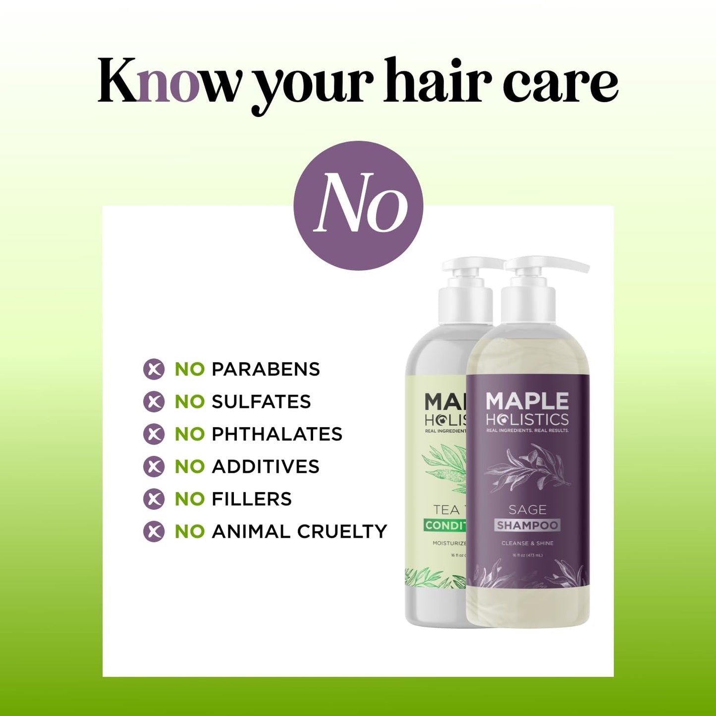 Sulfate Free Shampoo and Conditioner Set - Tea Tree Sage and Rosemary Shampoo and Conditioner for Dry Flaky Scalp Care - Deep Cleansing Color Safe Beauty & Personal Care Maple Holistics