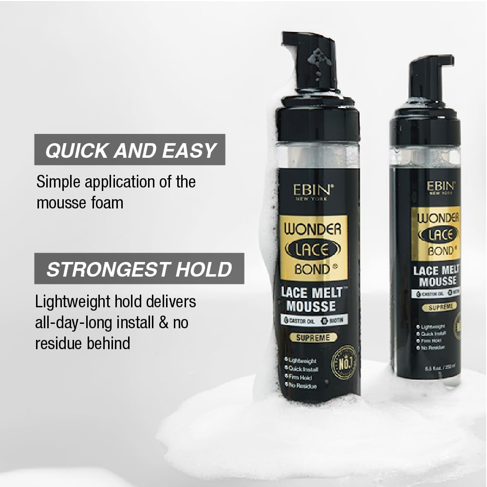 WONDER LACE BOND Melt Mousse - Supreme 3.38 fl.oz./100ml | Biotin + Castor Oil | No Residue, Long Lasting Formula with Protecting Edges, Gives Beauty & Personal Care WONDER LACE BOND