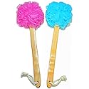Shower Loofah Body & Back Scrubber - Exfoliating Loofah Bath Brush On a Stick - with Long Wooden Handle Back Brush for Men & Women - Easy Reach Body Beauty & Personal Care JINS-Hung