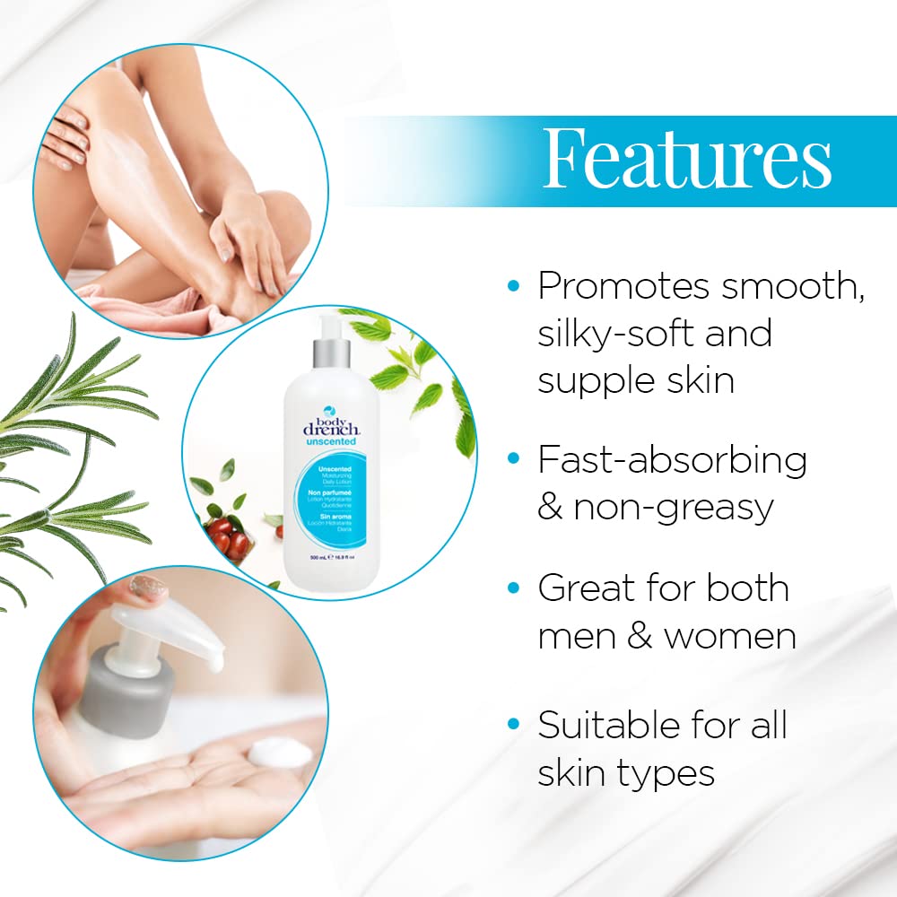 Body Drench Moisturizing Body Lotion - Hydrating, Deep Moisturizer Unscented Lotion for All Skin Types, Dry Skin Relief, 16.9 fl oz Beauty & Personal Care Body Drench