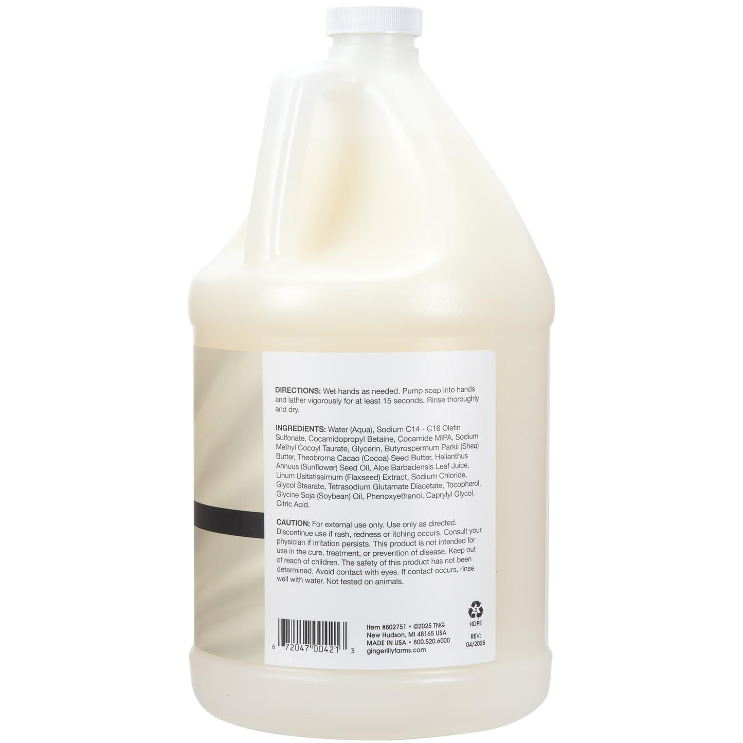 Ginger Lily Farms Botanicals Shea Indulgence Deep Hydration Liquid Hand Soap Refill, 100% Vegan & Cruelty-Free, Fragrance-Free, 1 Gallon (128 fl oz) Beauty & Personal Care Ginger Lily Farms