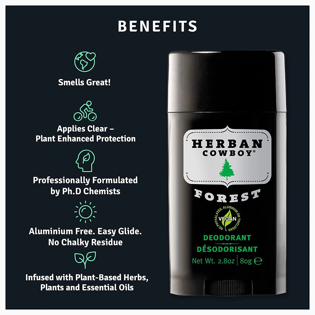Herban Cowboy Forest Deodorant Maximum Protection 2.8 Ounce, 3 Pack Beauty and Personal Care Herban Cowboy
