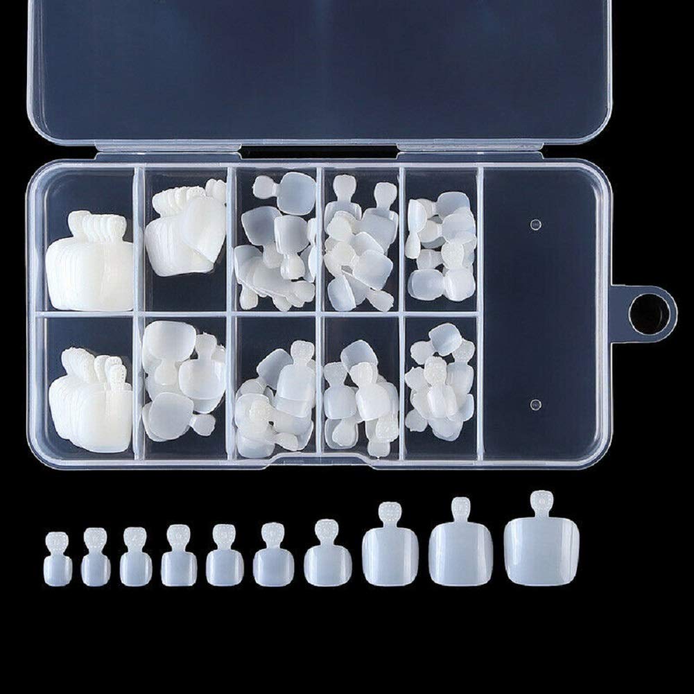 YIMART 500Pcs Fake Toenail Tips Set Nail Art Toe Decoration Full Cover False Toe Nail Tips for DIY Salon Foot Manicure Sticker Tools (White With Box) Beauty & Personal Care Yimart