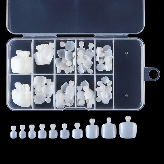 YIMART 500Pcs Fake Toenail Tips Set Nail Art Toe Decoration Full Cover False Toe Nail Tips for DIY Salon Foot Manicure Sticker Tools (White With Box) Beauty & Personal Care Yimart