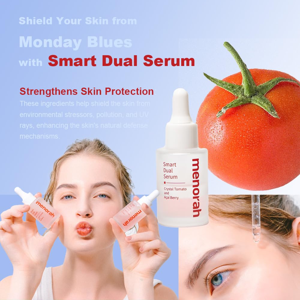menorah Smart Dual Serum - Shake-Activated Dual Phase Glow Serum, Lightweight Hydration + Nourishing Face Oil, Fast-Absorbing, Radiant Look, Daily Beauty & Personal Care menorah