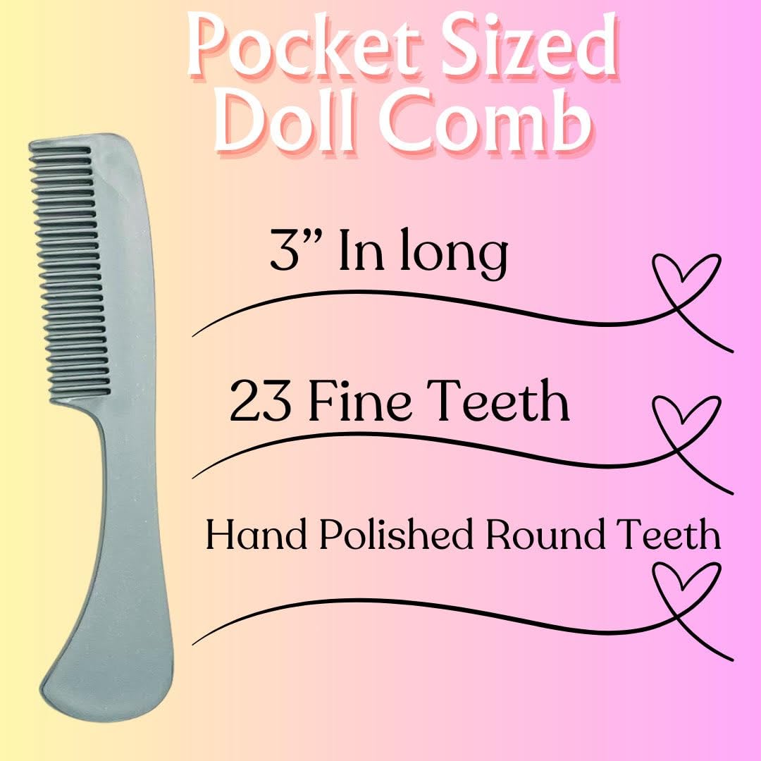 G.B.S Unbreakable Doll Comb Set for Grooming - Fine Toothed Combs, Small Pocket Size Design, For Styling and Detangling Doll Hair or Wig Gray(Pack of