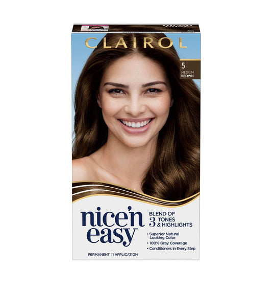 Clairol Nice'n Easy Permanent hair Color 5 Medium Brown Beauty & Personal Care Clairol