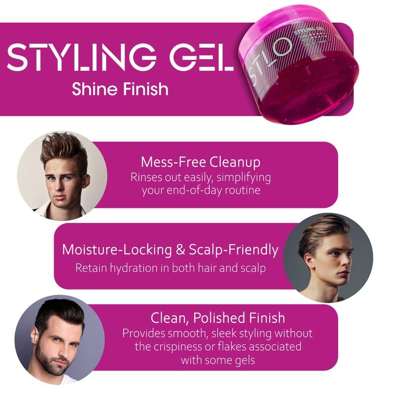 STLO Gloss Finish Styling Gel - Flexible Strong Hold No Flakes - Moisture Lock for Healthy Hair - 10 Oz Beauty & Personal Care STLO