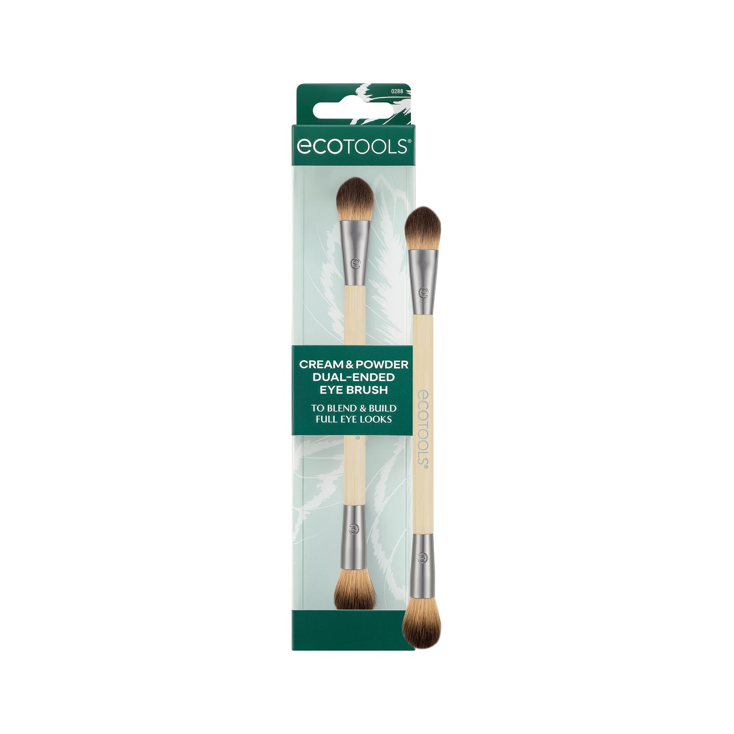 EcoTools Cream & Powder Dual-Ended Eye Brush, Flat & Fluffy Eyeshadow Brush for Packing, Blending & Full Eye Looks, Sustainable Makeup Brush, Vegan Beauty & Personal Care EcoTools
