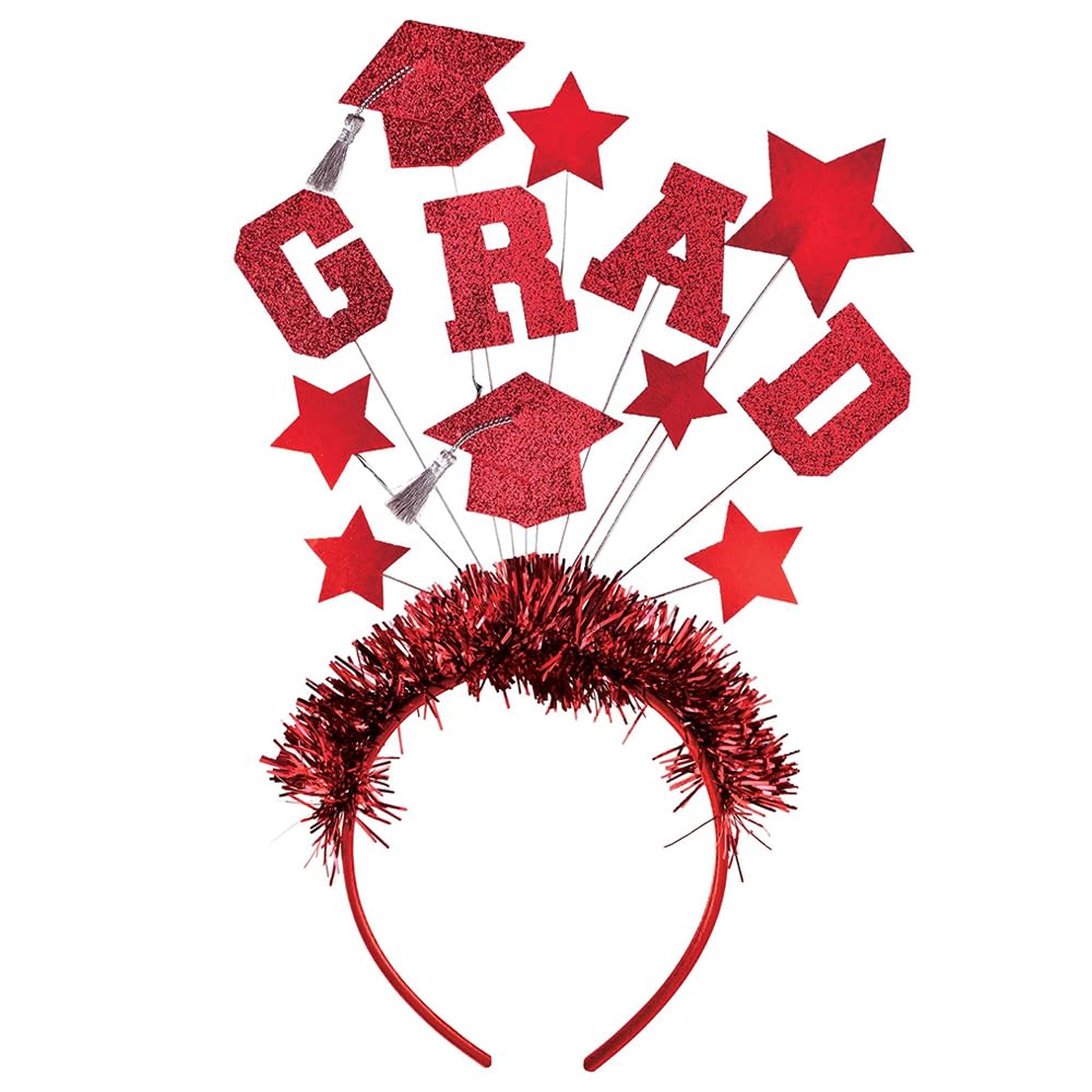 Amscan G-R-A-D Headband (9" x 4") - 1 Pc. | Vibrant, Perfect Accessory For Graduation Parties And Photoshoots, Red