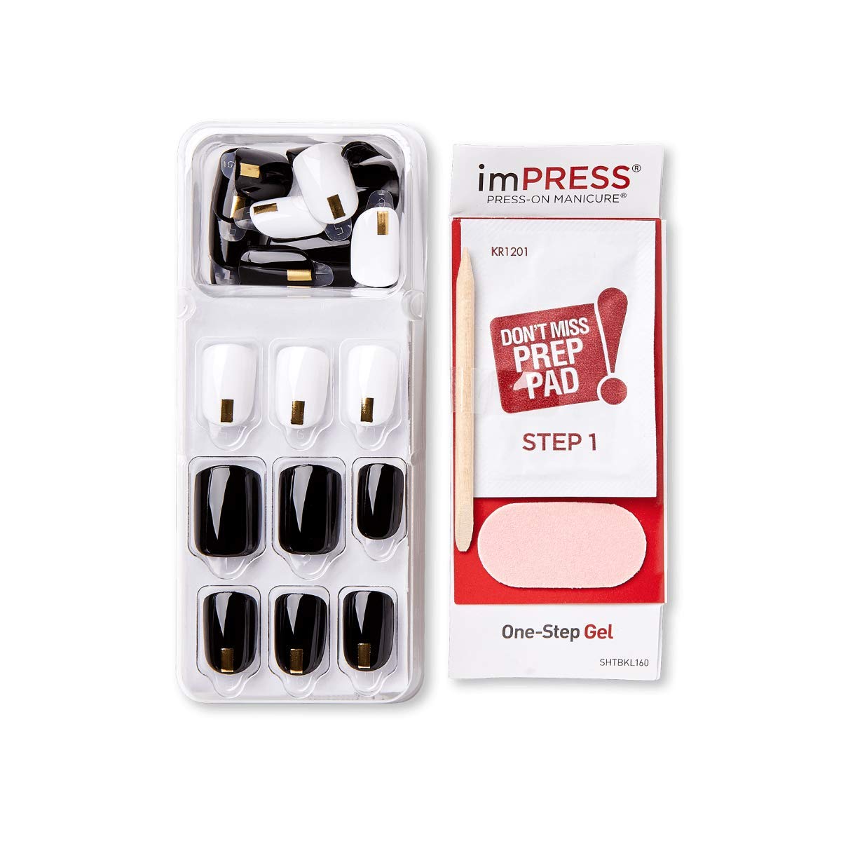 imPRESS Design, Press On Nails, Midnight Drive, Black and White, Short, Size, Squoval, Shape, Includes 30 Nails, Prep Pad, Instructions Sheet, 1 Beauty & Personal Care imPRESS