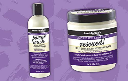 Aunt Jackie's Grapeseed Style Hair Care - Clarifying Shampoo 12oz & Recovery Conditioner 15oz Beauty & Personal Care Aunt Jackie's Grapeseed