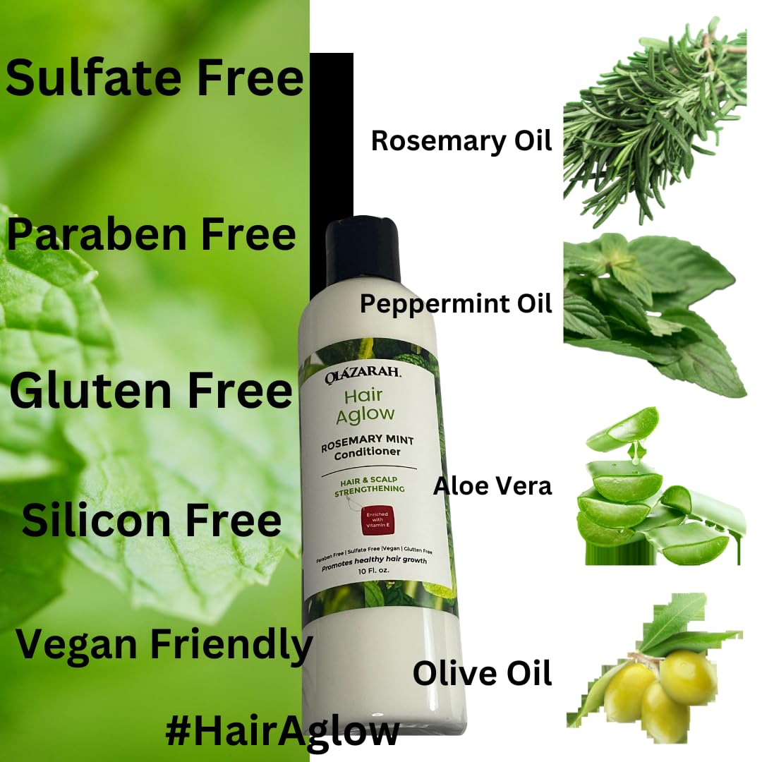 Rosemary & Mint Hair & Scalp Bundle | Strengthening Shampoo, Conditioner, Leave-In Conditioner, Leave-In Mist Spray, Oil Serum & Styling Gellie Beauty & Personal Care OLAZARAH