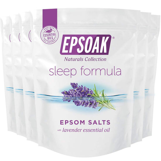 Epsoak Epsom Salt 12 lb. Magnesium Sulfate USP. (Qty. 6 x 2lb. Bag), Lavender Sleep Formula, Resealable Epsom Salt Bag, Made in The USA, Cruelty-Free Beauty and Personal Care Epsoak
