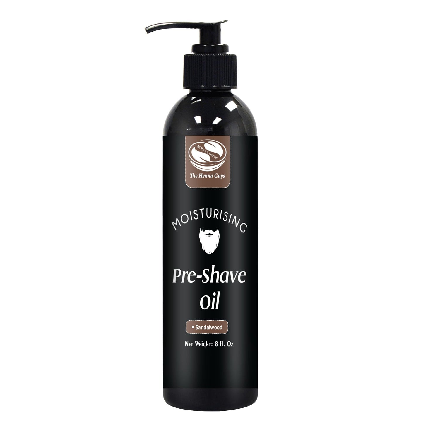 The Henna Guys 8 fl. Oz Pre-Shave & Beard Conditioning Oil for Men, Sandalwood Scent, with Jojoba, Argan, & Marula Oils, Free from Ammonia, Sulfate Beauty and Personal Care The Henna Guys