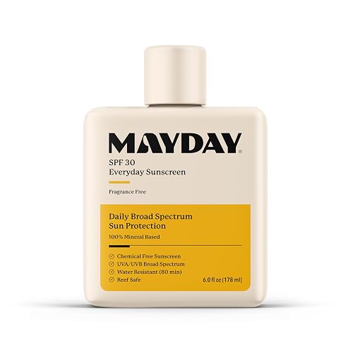 MAYDAY SPF 30 Everyday Sunscreen - Chemical-Free, Fragrance-Free, Water-Resistant Broad Spectrum Protection for Face & Body - Suitable for All Skin Beauty & Personal Care MAYDAY