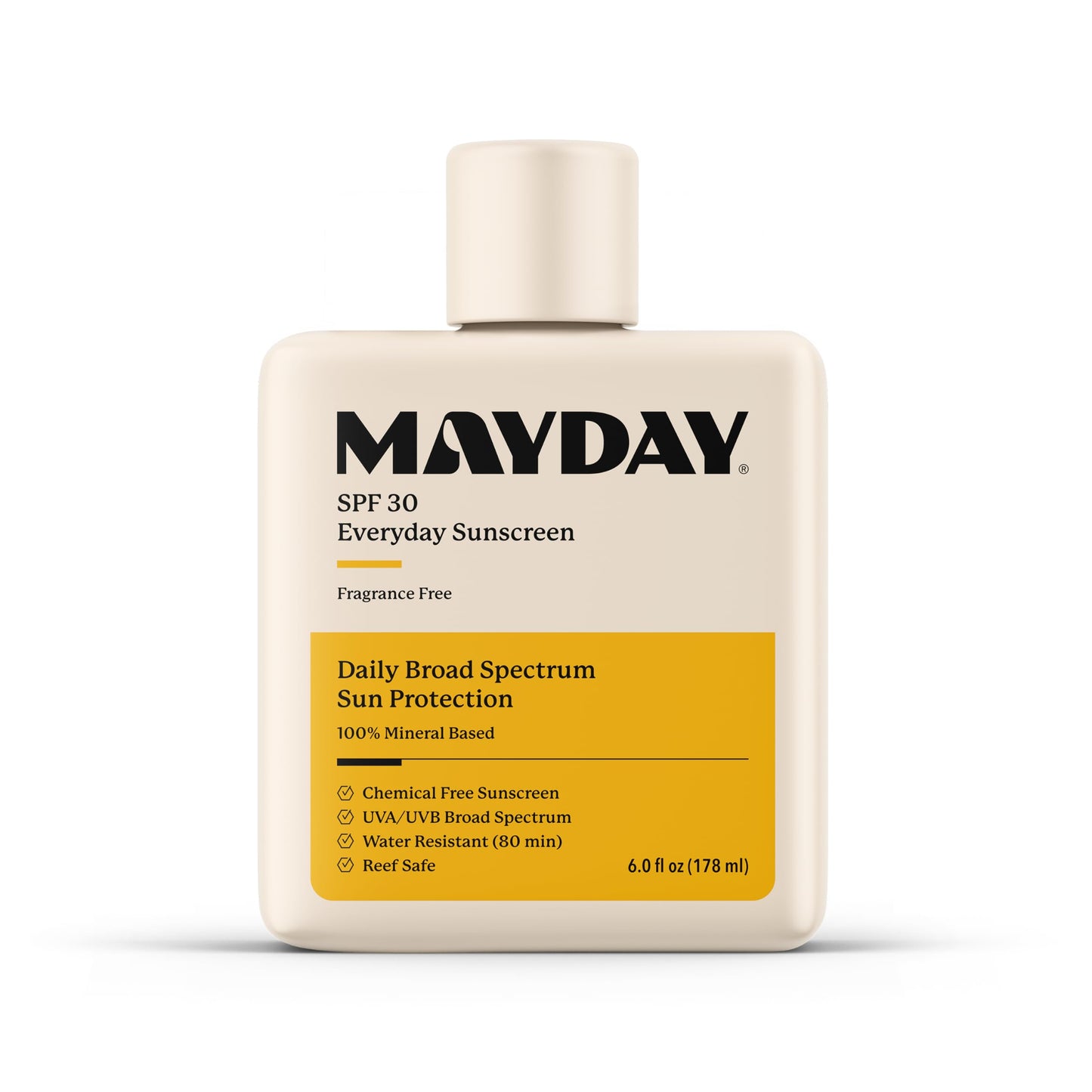 MAYDAY SPF 30 Everyday Sunscreen - Chemical-Free, Fragrance-Free, Water-Resistant Broad Spectrum Protection for Face & Body - Suitable for All Skin Beauty & Personal Care MAYDAY