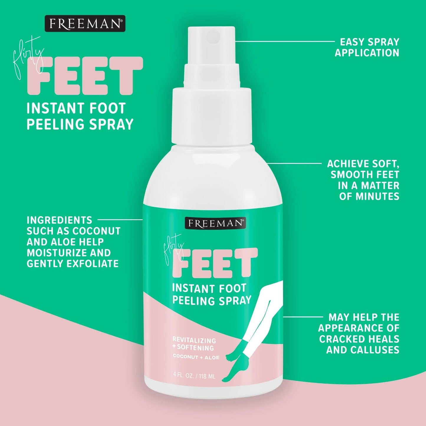Freeman Flirty Feet Instant Foot Peeling Spray, Exfoliating Foot Mask For Summer, Moisturizing & Smooth Dry, Cracked Heels, Remove Dead Skin Quickly Beauty and Personal Care Freeman