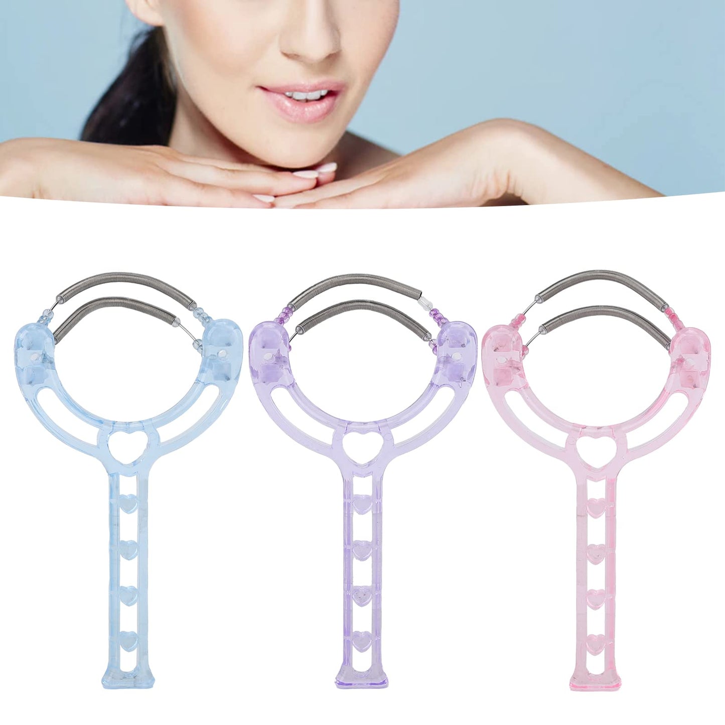 3PCS Spring Manual Face Hair Remover, Hair Removal Spring Handheld Face Epilator for Women Eyebrow Chin Cheek Mustache Upper Lip Beauty and Personal Care FILFEEL