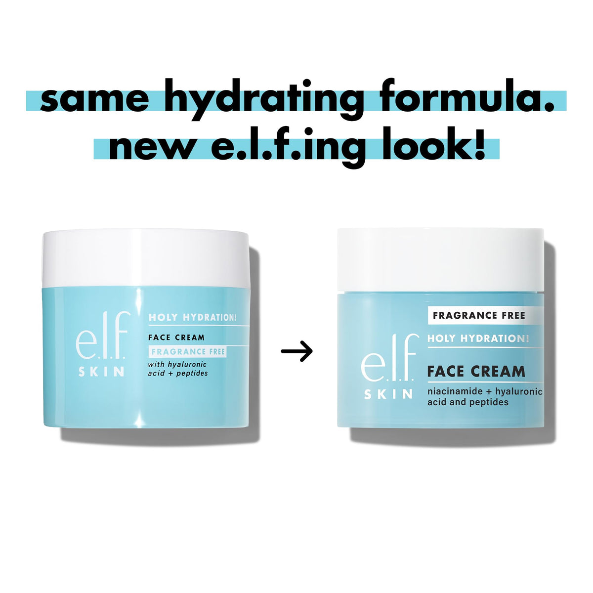 e.l.f., Skin Holy Hydration! Face Cream with Hyaluronic Acid, Fragrance Free, Niacinamide and Peptides, Nourishing Moisturizer Beauty & Personal Care e.l.f.