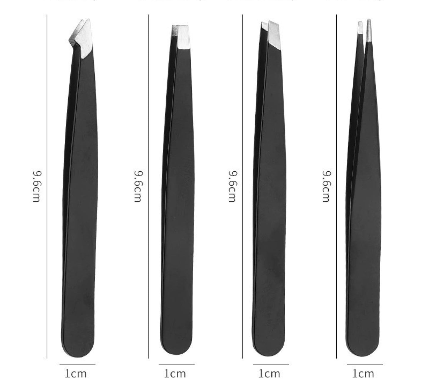 Stainless steel eyebrow clip 1.2 thick 96mm eyebrow clip set of four black diagonal eyelash forceps Beauty and Personal Care Whipin
