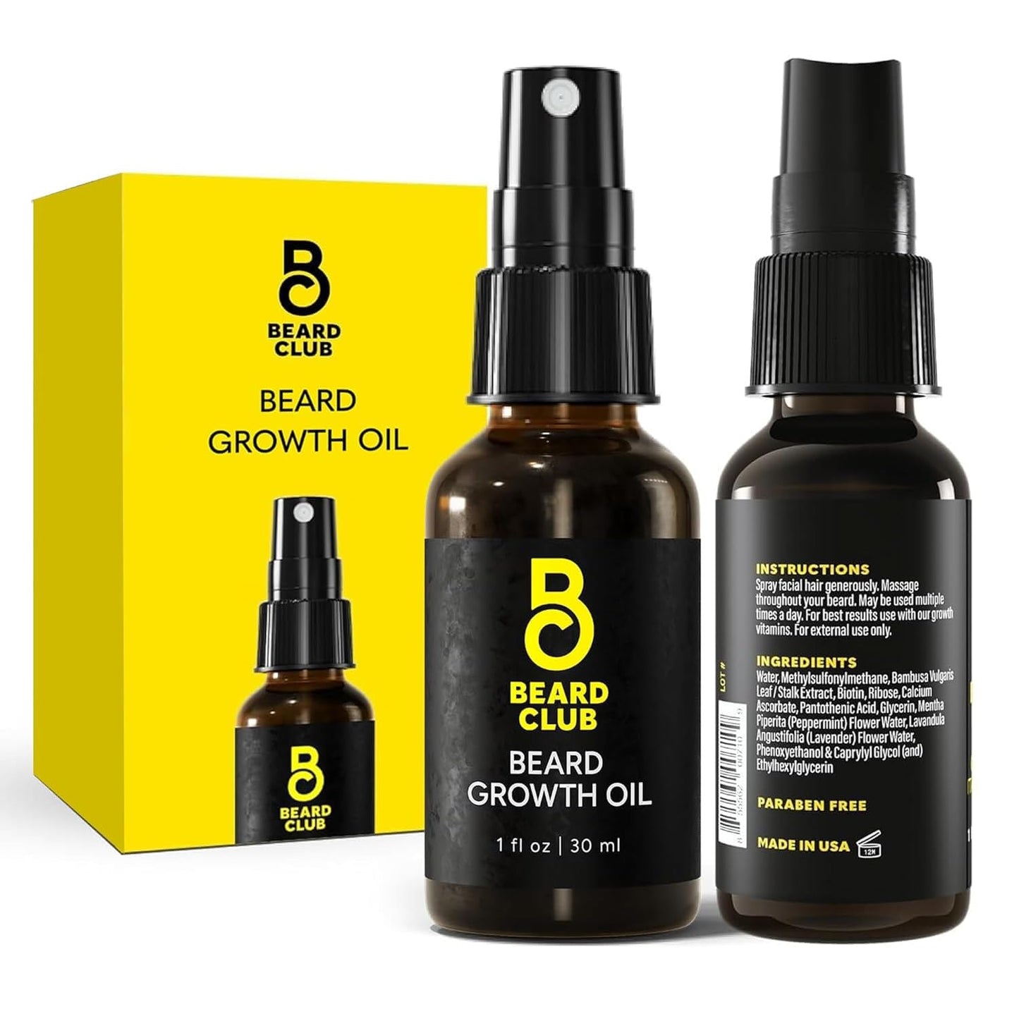 The Beard Club Biotin Beard Growth Oil Vitamin Spray for Facial Hair Growth - Natural Formula for Fuller, Thicker Beard, Easy-to-Use, Nourishing Beauty and Personal Care The Beard Club