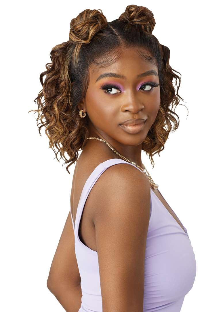 Outre Airtied 100% Fully Hand-Tied Wig - Human Hair Blend - Loose Deep 12" (GINGER BROWN)