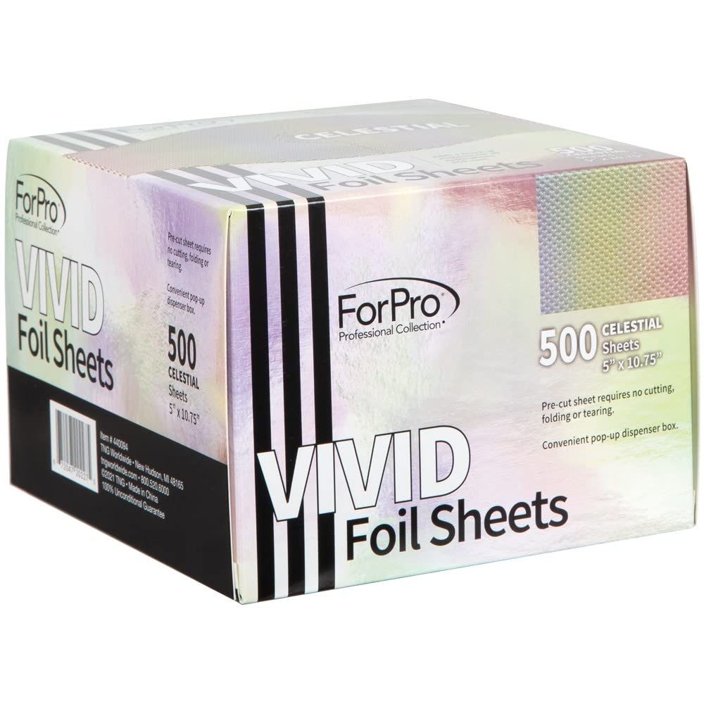 ForPro Professional Collection Vivid Celestial Embossed Foil Sheets, Aluminum, Pop-Up Foil Dispenser, Hair Foils for Color Application & Highlighting Beauty & Personal Care ForPro Professional Collection