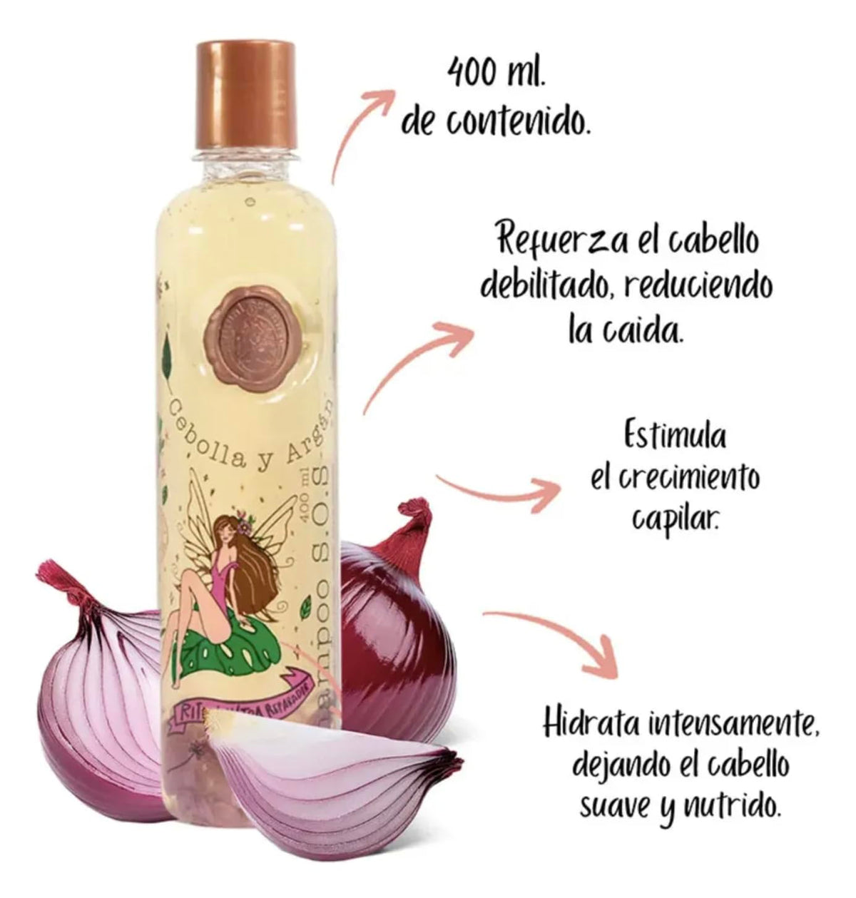 Ritual Botanico Shampoo Ultra Reparador S.O.S de cebolla y Argan,sin sal ni sulfatos, natural, ayuda al crecimiento, repara cuero cabelludo
