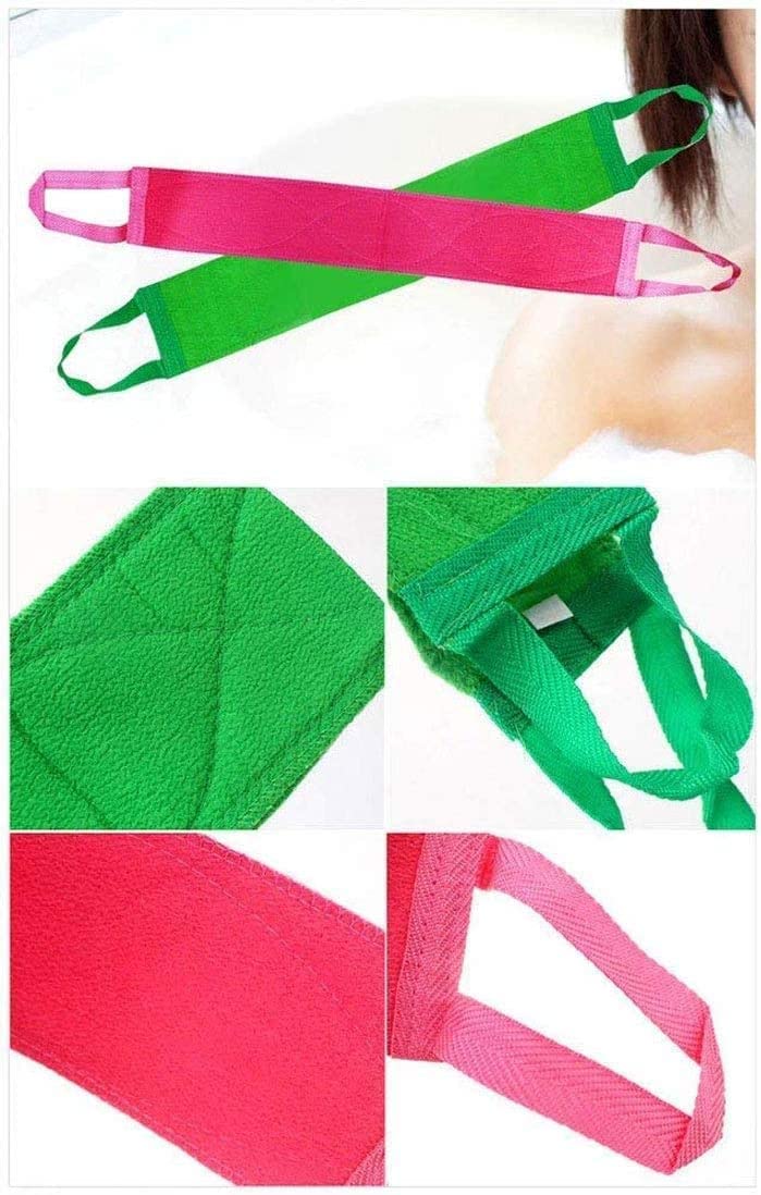 DEAD SKIN x (3 pcs) Long Exfoliating Towel with Straps Green Back Washcloth Bath Wash Towel Korean Italy Towel Back Scrubber for Shower Extended Beauty and Personal Care DEAD SKIN
