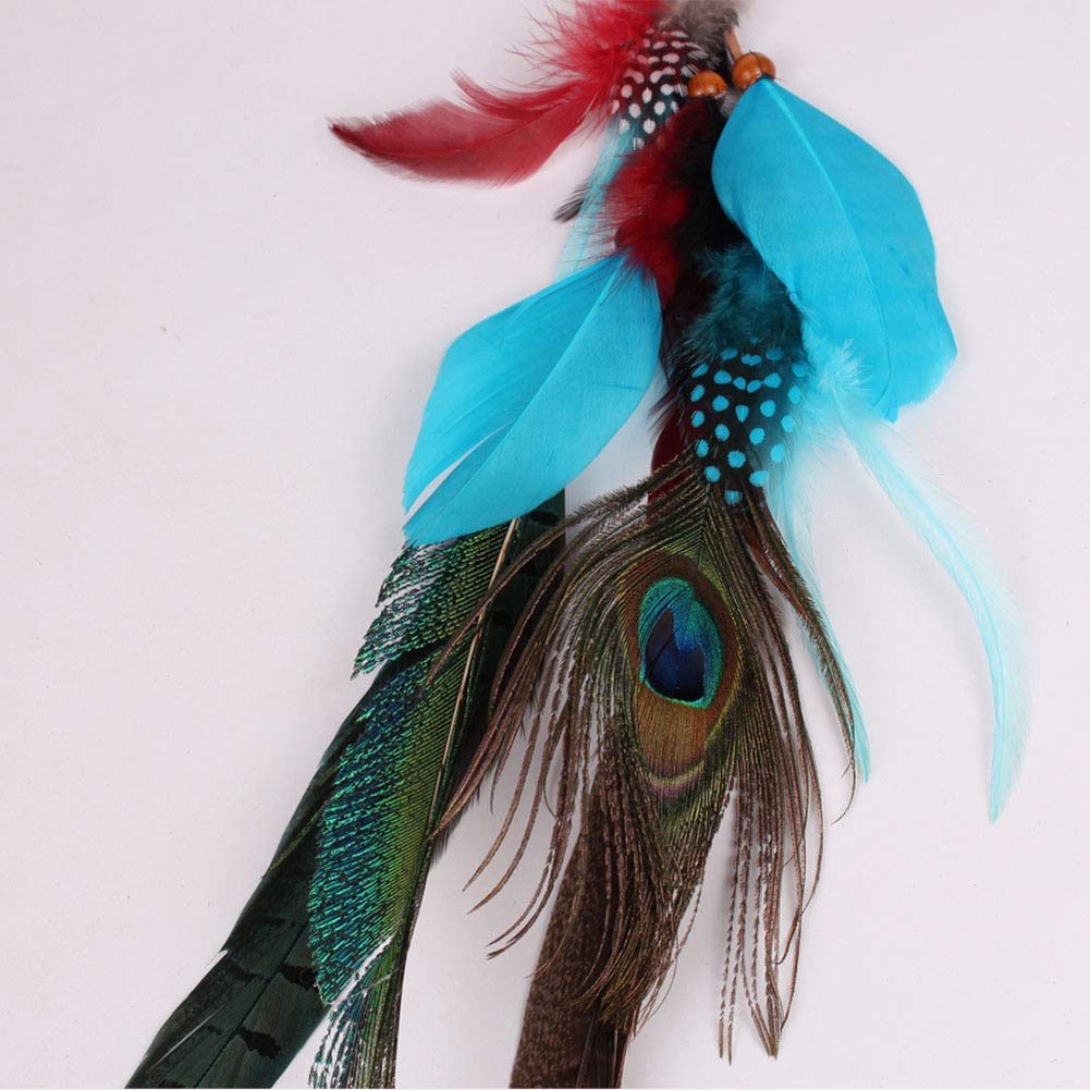 Handmade Peacock Feather Hippie Hair Extension Headband Bohemia Feather Hair Clips Comb with Bead Women Hairpin Headdress DIY Accessories Beauty & Personal Care Fodattm