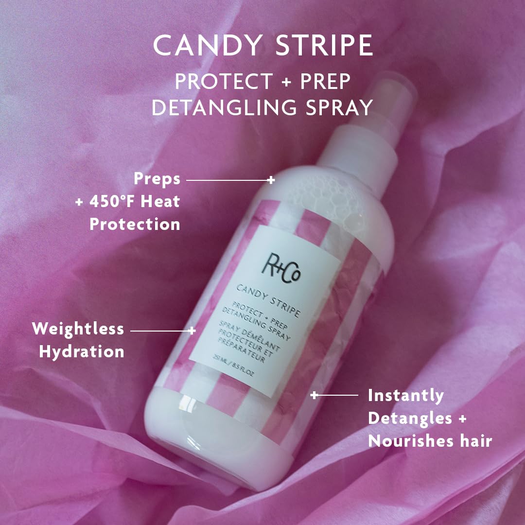 R+Co Candy Stripe Protect + Prep Detangling Spray Beauty & Personal Care R+Co