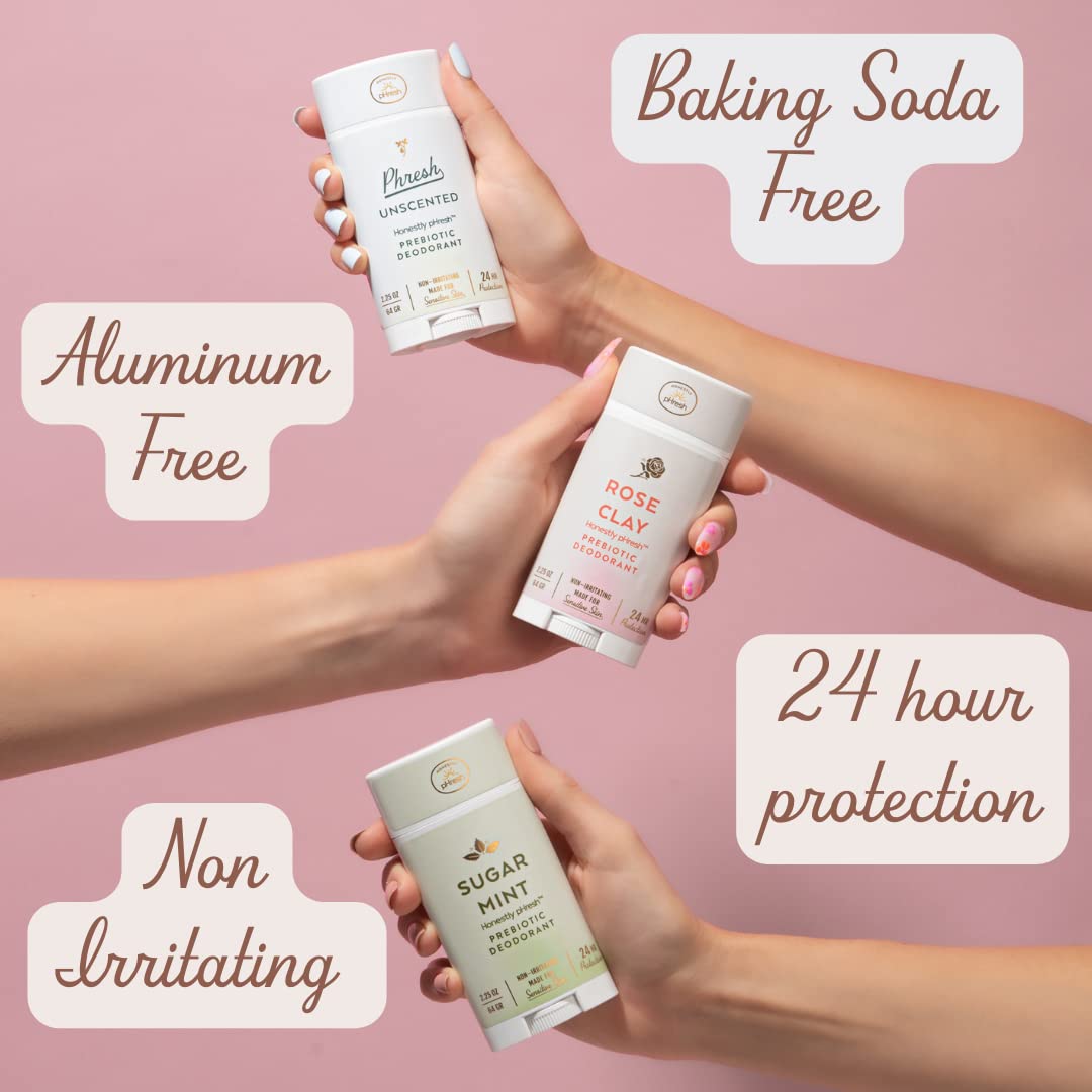 Honestly pHresh Prebiotic Natural Deodorant for Women - Aluminum & Baking Soda Free with 24 Hour Odor Protection. Clean Vegan Deodorant for Sensitive Beauty and Personal Care Honestly pHresh