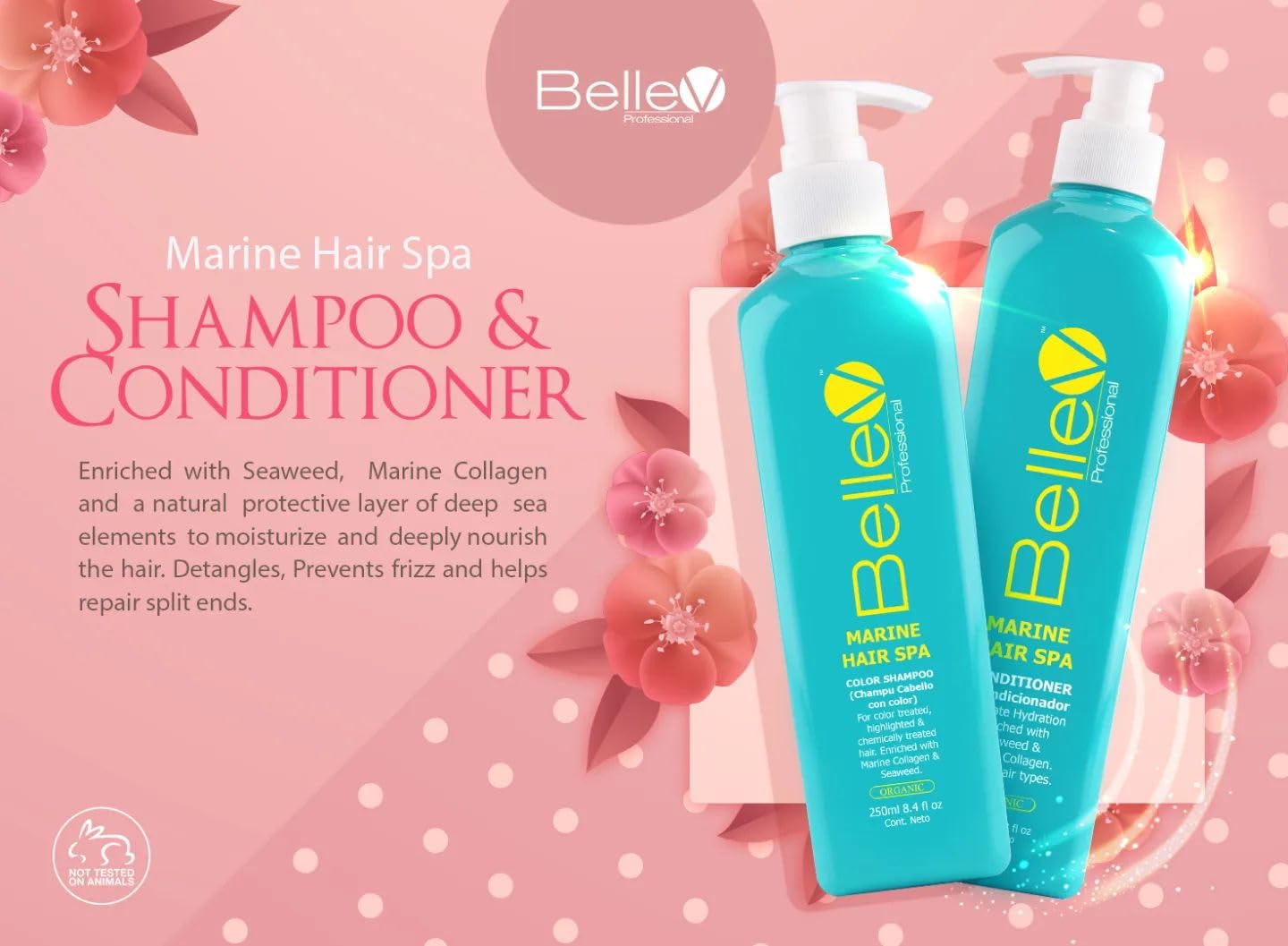 BelleV Professional Marine Hair Spa TRIO SET (16.8 fl oz) Marine Color Shampoo (16.8 fl oz) Marine Conditioner (300g) Brazilian Repair Mask Beauty & Personal Care BelleV