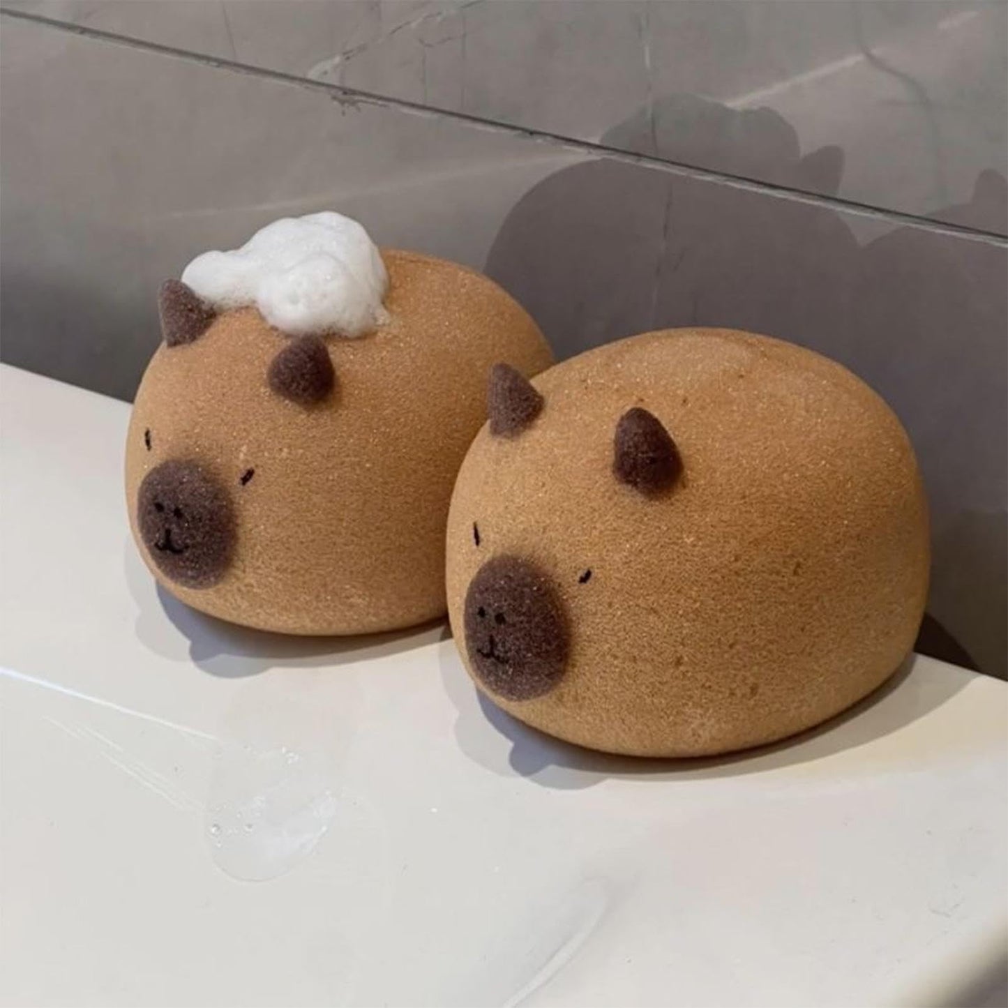 Capybara Bath Sponge, 2 Pack Cute Cartoon Animal Capybara Shape Bath Sponges for Shower, Decorative Bathing Sponge for Kids Adults, Soft Sponge Balls Beauty and Personal Care GEUGECY