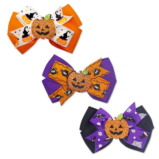 3PCS Halloween Hair Bows Clips Glitter Faux Leather Hair Clips Spider Pumpkins Grosgrain Ribbon Bows Boutique Hair Pins Accessories for Girls Women Beauty & Personal Care On-Airstore