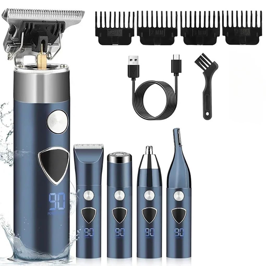 QDKVTNDJZ Hair Clippers for Men, 5-in-1 Multifunctional Hairdresser Eyebrow Trimmer Nose Shaver Set Carving Electric Scissors Beauty and Personal Care QDKVTNDJZ
