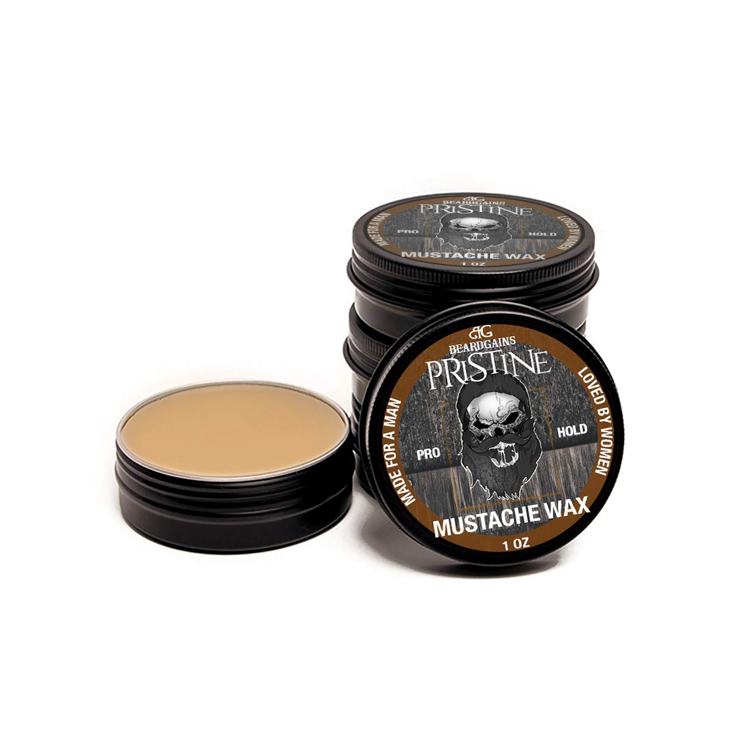Beard Gains Pristine Scent Strong Hold Mustache Wax 1oz - Hold, Mold, and Tame Moustache W/Organic and Natural Stache Wax (Brown) Beauty and Personal Care Beard Gains