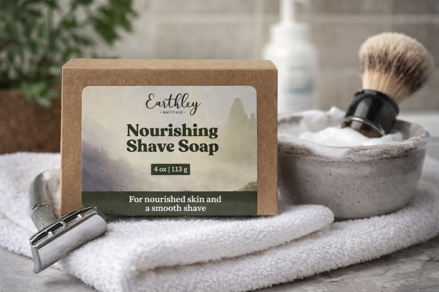 Earthley Wellness Nourishing Shave Soap, Natural Shaving Bar with Avocado Oil, Shea Butter & French Green Clay, Moisturizing Shave for Sensitive Skin Beauty and Personal Care Earthley Wellness