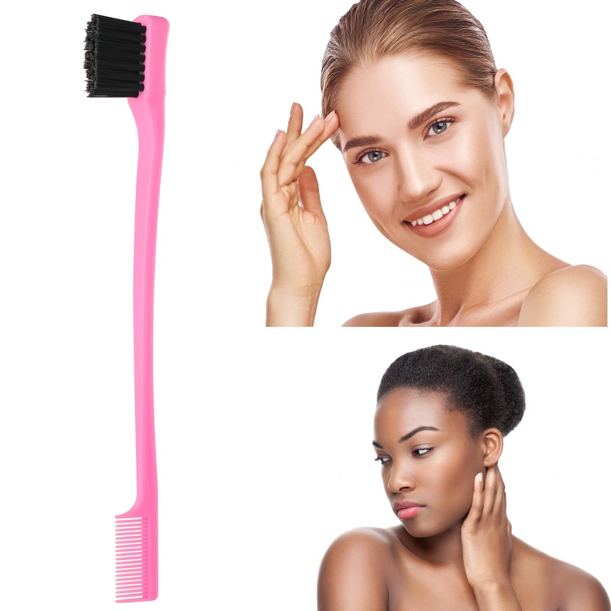 6Pack Double Sided Edge Control Hair Brush Professional Edge Control Hair Brush Comb Set, Dual-Sided Bristle Design, Pink Purple Black Beauty and Personal Care Chayumda