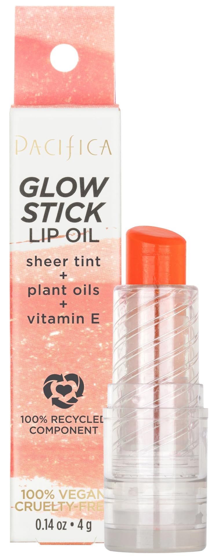 Pacifica Lipstick Oil - Glow Stick Lip Tint Oil - Hydrating Tinted Lip Balm with Vitamin E for Moisturized Lips, Sheer Tint & Natural Gloss, Vegan Beauty & Personal Care Pacifica
