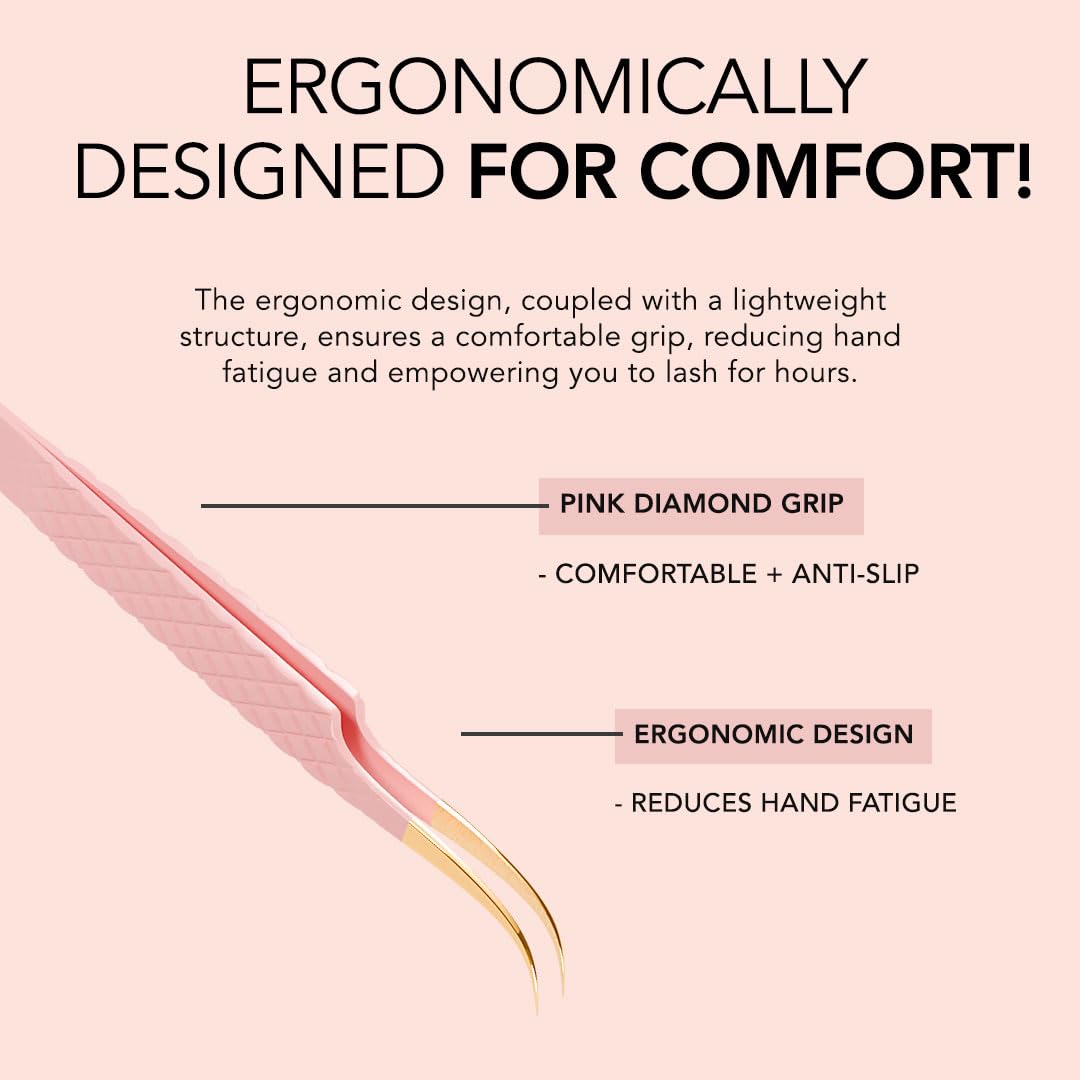 KIARA SKY LASH Tweezer for Eyelash Extensions - Precision Fiber Tip Grip - Volume, Mega Volume, and Lash Removal Fills - Comfortable Ergonomic Design Beauty and Personal Care KIARA SKY