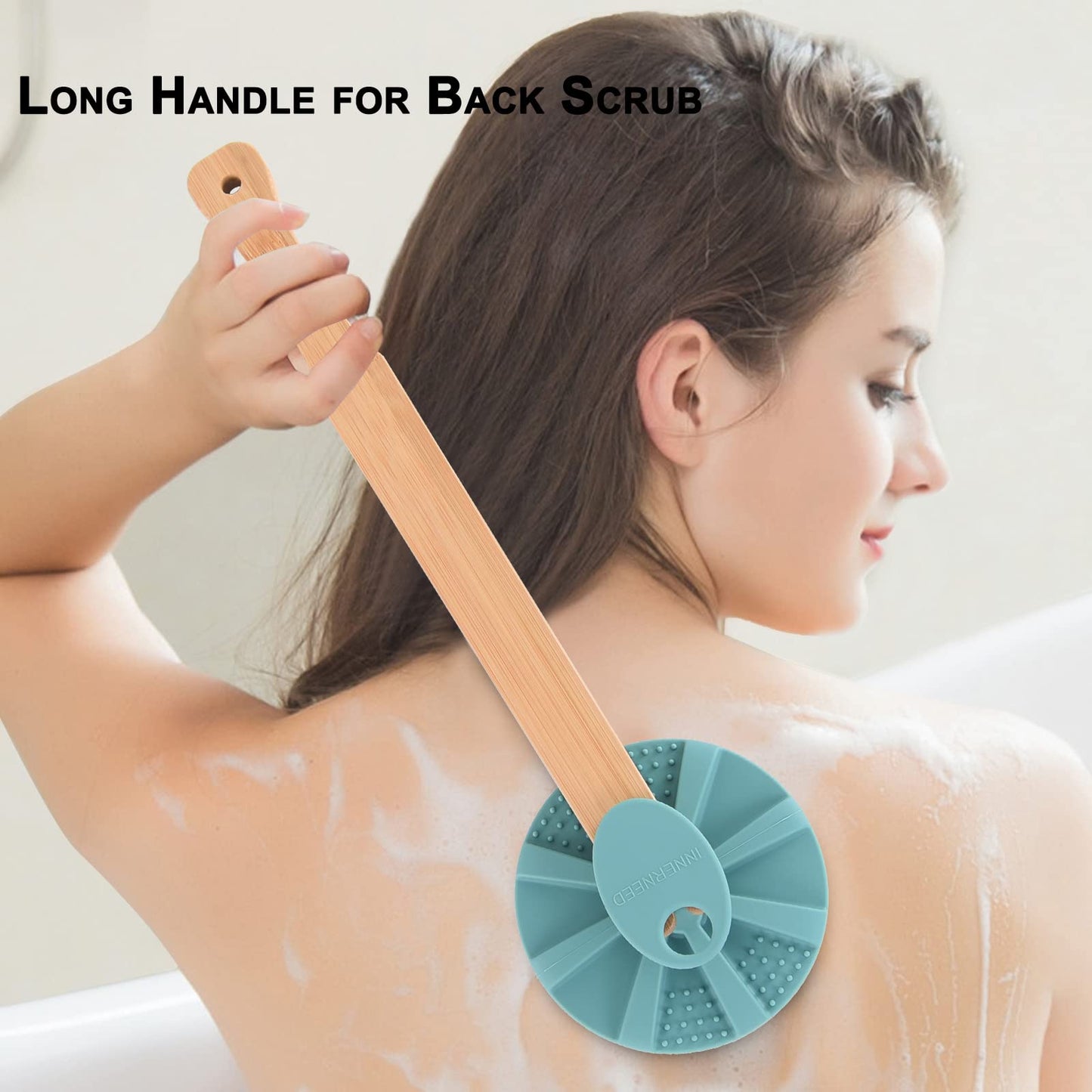 Bamboo Long Handle for INNERNEED Round Body Scrubber, for Back Scrub Beauty & Personal Care INNERNEED