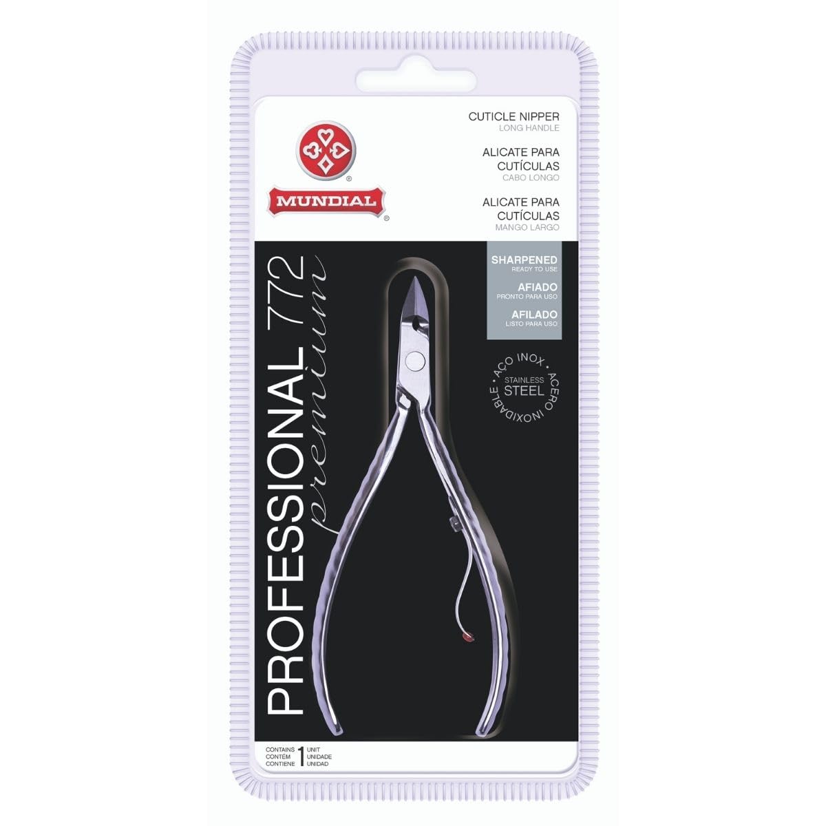 Professional Cuticle Nipper Mundial 772 PR - Brazilian Manicure Quality Long Handle Stainless Steel Trimmer Cutter for Fingernails and Toenails Beauty & Personal Care Mundial