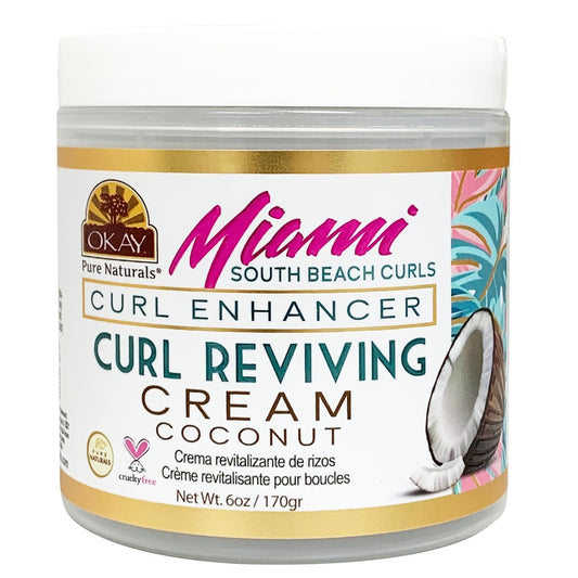 OKAY Miami South Beach Curls Curl Revival Cream 6 oz - Curl Enhancing Styling Cream for Curly, Coily & Wavy Hair, Frizz Control Moisturizing Curl Beauty & Personal Care OKAY