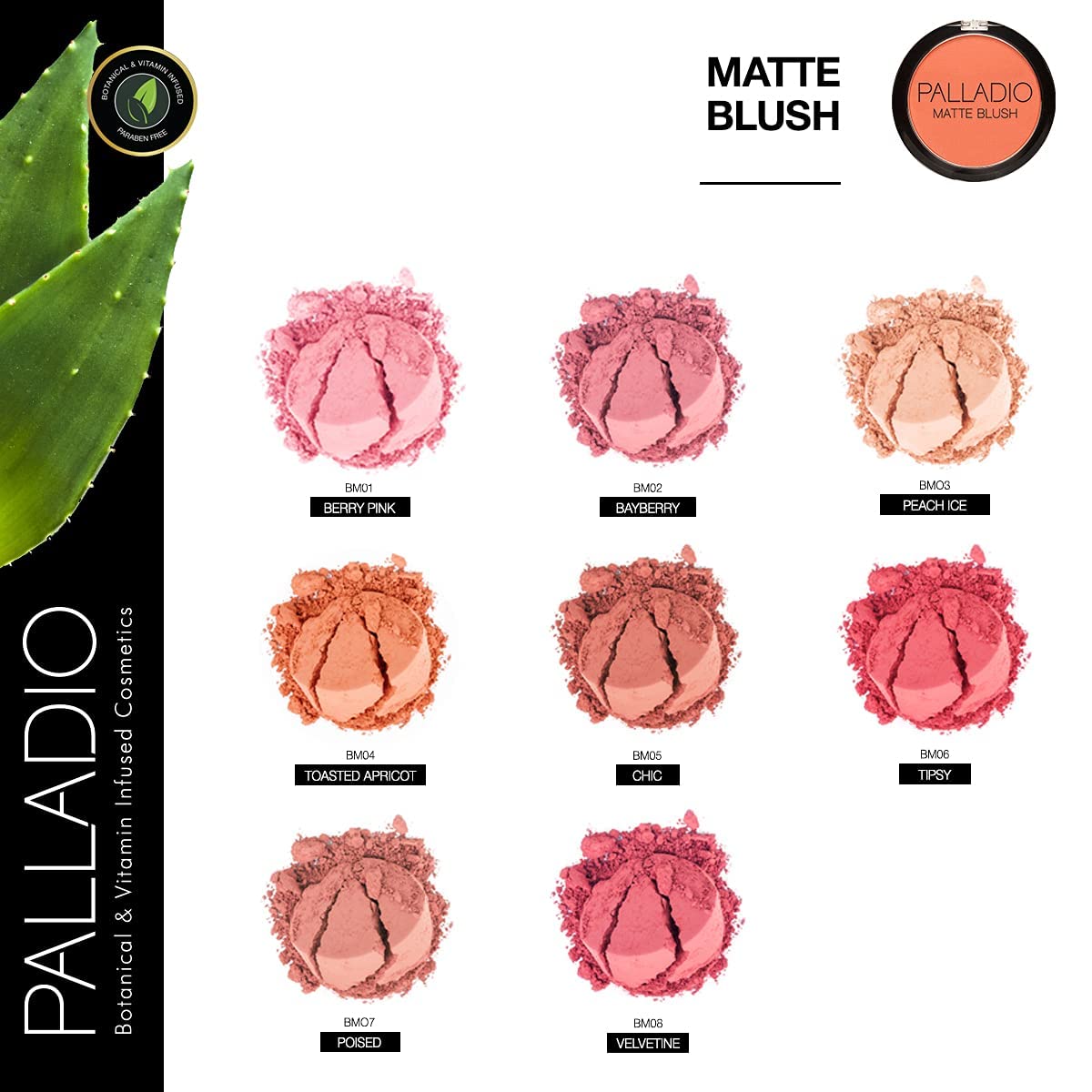 Palladio Matte Blush, Brushes onto Cheeks Smoothly, Soft Matte Look and Even Finish, Flawless Velvety Coverage, Effortless Blending Makeup, Flatters Beauty & Personal Care Palladio
