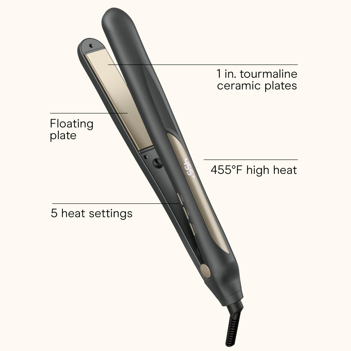 Conair Flat Iron, INFINITIPRO, Tourmaline Ceramic, Digital, 1"