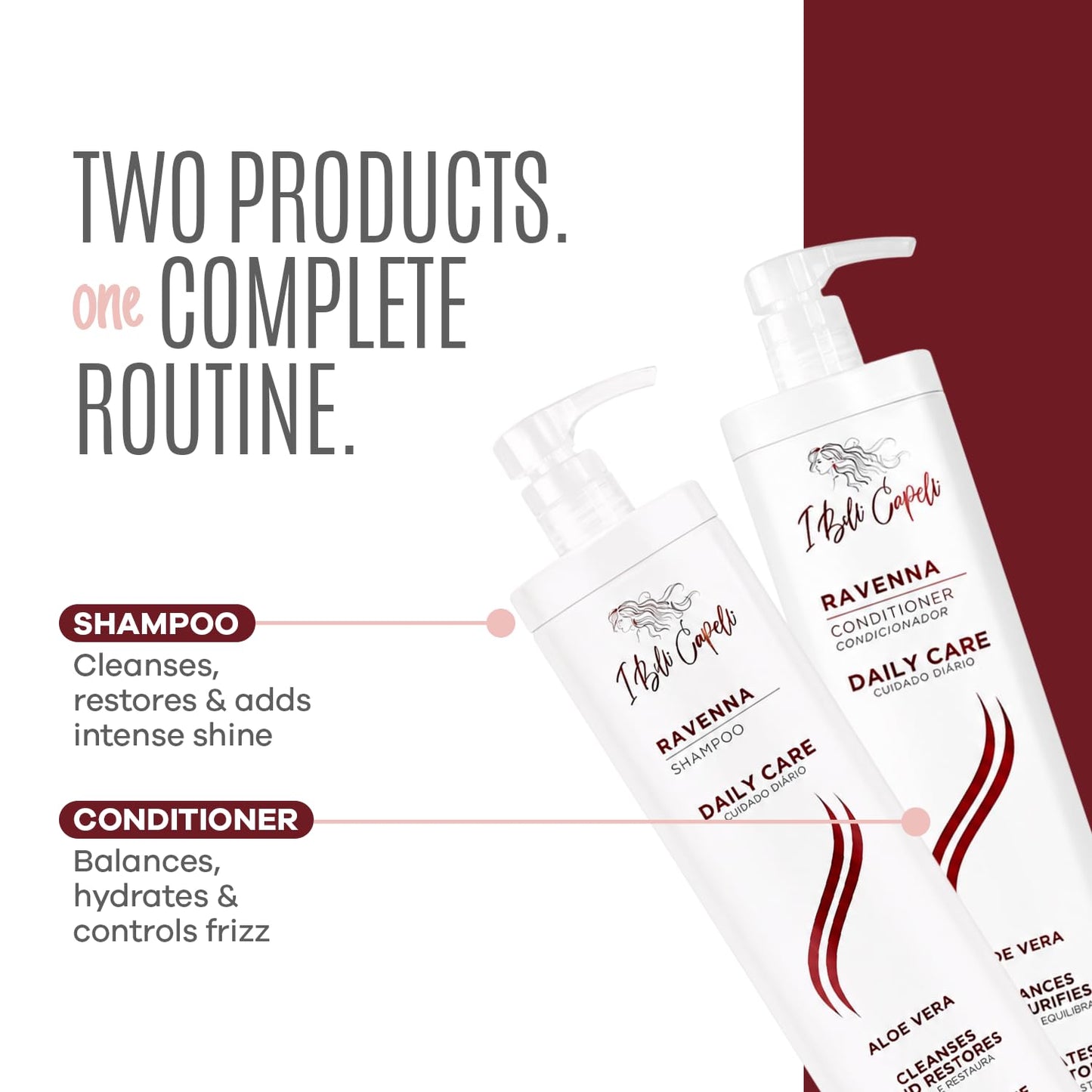 I Belli Capelli Ravenna Hair Straightening Kit - Repair Hair B-tox, Aloe Vera Shampoo & Conditioner, Repair Oil - Intense Hydration, Shine Beauty & Personal Care I Belli Capelli